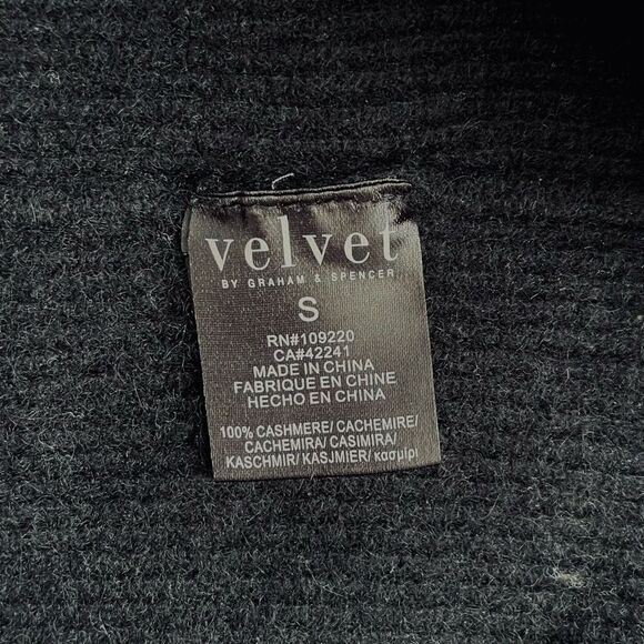 Anthropologie Velvet Graham & Spencer Cut Out Cashmere Sweater Black Size S - Picture 10 of 12